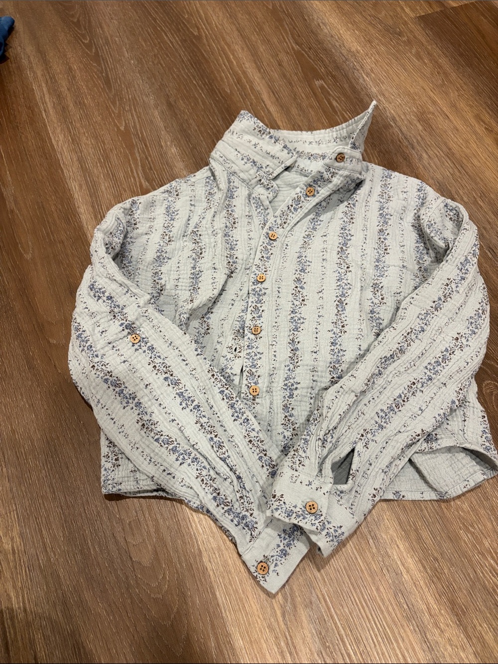 Love Notes Light Blue Floral Stripe Button-Down Shirt